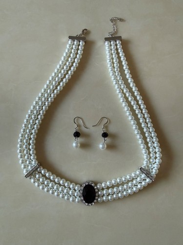 Collana ciondolo perle finte - , 3