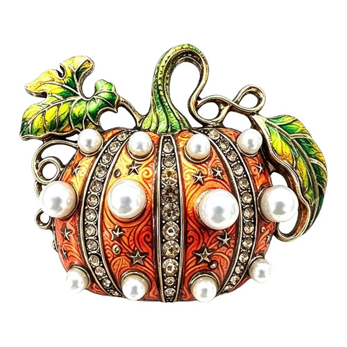 Spilla zucca perle strass