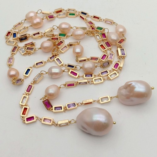 Collana catena lunga - , perle