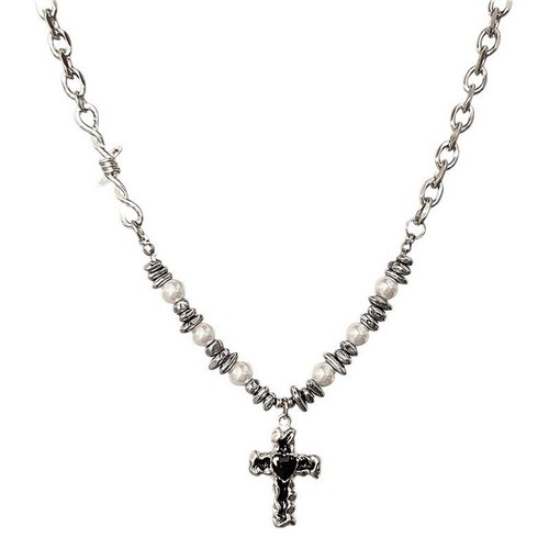 Collana unisex croce perle - unisex, di