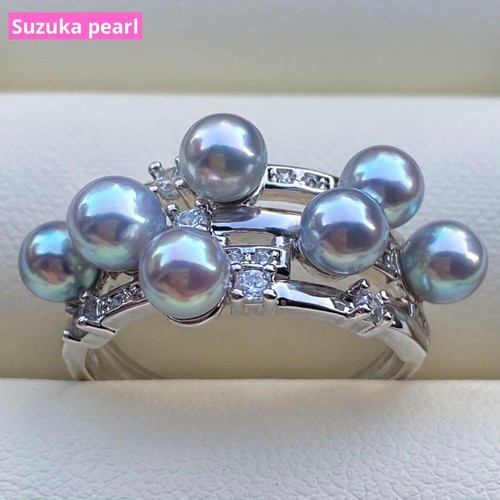 Akoya pearl ring blue - ring, blue/light