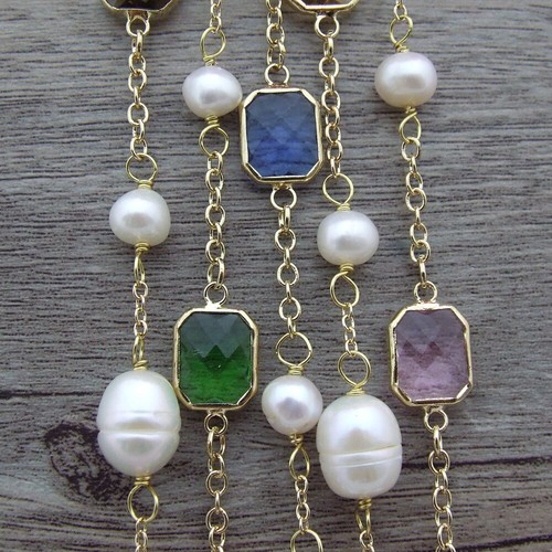 Collana con catena - di, perle