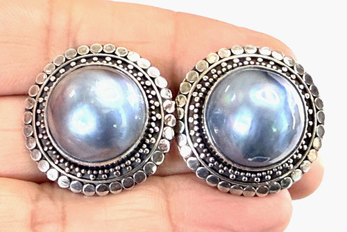 Orecchini perle mabe argento - orecchini,